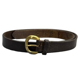 Express Vintage Patina Brown Italian Leather Brass Buckle Western Belt Women L